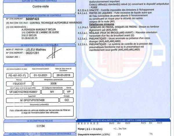 PEUGEOT 3008 1,5 BLUEHDI130 E6 130 GT LINE EAT pour pieces sans carte à pro uniquement NOIR FE-461-XD