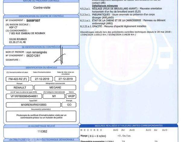 RENAULT MEGANE BUSINESS BLUE DCI 115 EDC BLANC FM-422-RZ