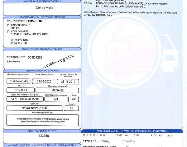 RENAULT MEGANE ESTATE BUSINESS TCE 140 EDC FAP BLEU FL-284-YC